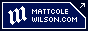 A blue badge with the words 'mattcolewilson.com' on it