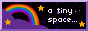 a tiny space with a rainbow and some stars