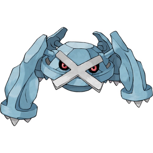 a robotic Pokémon with a metallic blue body and four legs. Because of its build, it looks like a robot spider